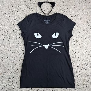 Glow in the Dark Cat Face Tshirt & Cat Ears